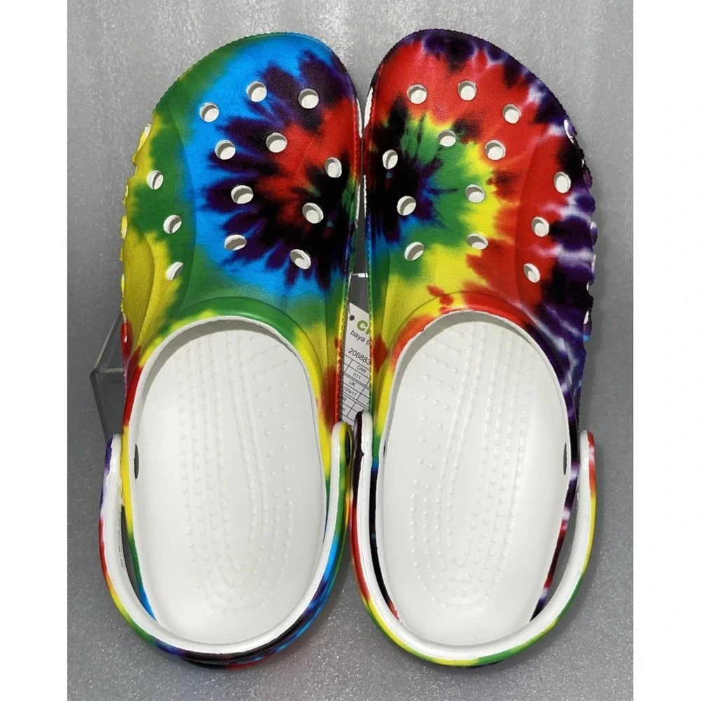 Crocs Baya Classic Tie Dye Graphic Clog Multi Color 206883-90H Men's Size 11 NEW